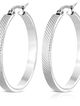 Okrúhle náušnice pre ženu, oceľ striebornej farby, šikmé ryhy - 33 mm
