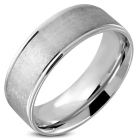 Prsteň z chirurgickej ocele, matný stredový pás, strieborná farba