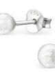 Detské strieborné náušnice 925, biela pieskovaná perlička - 4 mm