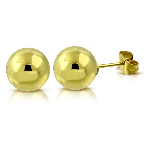 Dámske náušnice z ocele, zlatá farba, guličky - 4 mm