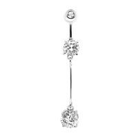 Piercing do brucha so zirkónmi, chirurgická oceľ