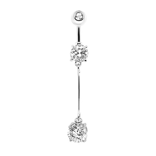 Piercing do brucha so zirkónmi, chirurgická oceľ