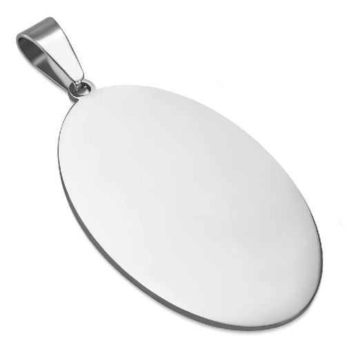 Vojenská hladká oválna známka striebornej farby, chirurgická oceľ - 33x20 mm