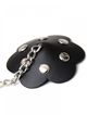 Nipple stickers, black leather flowers, studs and chain