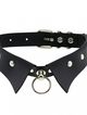Černý erotický kožený choker, košilový límec, cvoky