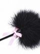 Small tickle, black feather and leather, pink ribbon