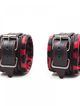 Handcuffs, red-black leopard pattern