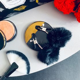 Steel nipple clamps, black fluffy balls